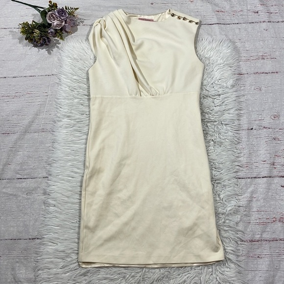 Ted Baker White Bridie Rhinestone Shoulder Sculpted Pleated Dress - Picture 2 of 11